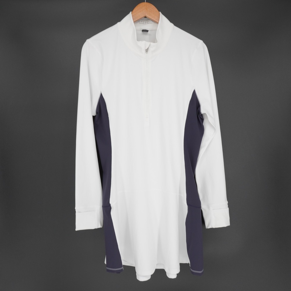 Greyson Hera Golf Dress Womens L White Black Long Sleeve Athleisure 1/4 Zip - Picture 12 of 14